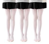 Runmeihe 3PCS Collant Bambina Antiscivolo, 20D e 90D Microfibra Elasticizzata Lavorata Collant Danza Classica Bambina per Abbigliamento Scolastico (IT, Età, 5 anni, 7 anni, Regular, 90D White)