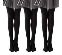 Runmeihe 3PCS Collant Bambina Antiscivolo, 20D e 90D Microfibra Elasticizzata Lavorata Collant Danza Classica Bambina per Abbigliamento Scolastico (IT, Età, 7 anni, 9 anni, Regular, 90D Black)