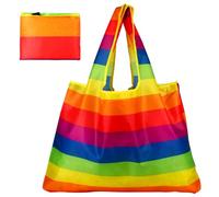 Runmeihe Borse per la spesa riutilizzabili, borse per la spesa Tote Arcobaleno di grande capacità, adattabile in tasca lavabile pieghevole Eco Friendly Duty Shopping HandyBag (Multicolour Rainbow A)