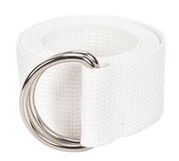 RUNMIND Cintura in tela unisex,Fascia in vita con fibbia ad anello a D,Cintura in tela regolabile casual, bianco, 130 cm