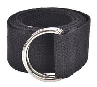 RUNMIND Cintura in tela unisex,Fascia in vita con fibbia ad anello a D,Cintura in tela regolabile casual, Nero , 130 cm