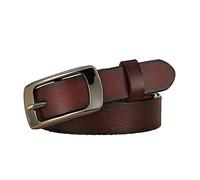 RUNMIND Cinture in vera pelle da donna, cintura in pelle vintage con fibbia ad ardiglione in lega, cintura casual da donna, Caffè, 115 cm