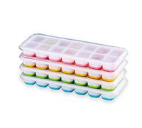 RUNMKUO 4 Pezzi Stampo Cubetti di Ghiaccio con Coperchio,56 Stampo Cubetti Ghiaccio in Silicone, Certificato LFGB - Senza BPA,Impilabile e Facile da Usare e Pulire