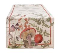Runner autunnale in cotone con motivo funghi Blanc MariClo' - Foret Enchantee