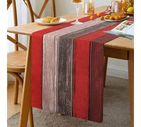 Runner Capodanno Rosso Natalizio da Tavolo Runner Da Tavola Moderni Venature Del Legno Retro in Plancioa Runner Da Tavola Di Per Decorazioni Per La Casa Tovaglia Per Feste Di Matrimonio 33 x 183 cm