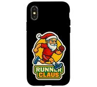 Runner Claus Running Santa Merry Christmas Race Racing Xmas Custodia per iPhone X/XS