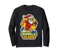 Runner Claus Running Santa Merry Christmas Race Racing Xmas Maglia a Manica