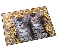 Runner con motivo scrittura a rilievo Katzen im Stroh