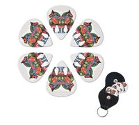 Runner - Confezione da 6 plettri per chitarra folk svedese, 3 diversi spessori, in celluloide, con supporto per plettro, per chitarra acustica, chitarra elettrica, basso, ukulele