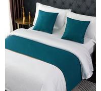 Runner da letto blu e verde, 50 x 210 cm, morbido poliestere, copriletto, moderno, per camera da letto e hotel, resistente allo sbiadimento, protezione per estremità del letto