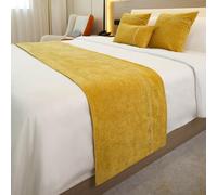 Runner Da Letto Di Lusso In Ciniglia Copriletto Resistente Alla Polvere E Ai Lavaggi Morbido Telo Decorativo Per Fondo Letto Per Casa, Hotel E Strutture Ricettive-Yellow||45X45cm Pillowcase*1