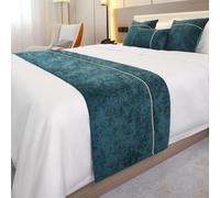 Runner Da Letto Di Lusso In Ciniglia Copriletto Resistente Alla Polvere E Ai Lavaggi Morbido Telo Decorativo Per Fondo Letto Per Casa, Hotel E Strutture Ricettive-Green||50x180cm(1.2m bed)