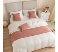 Runner da letto, double-face, in velluto nordico ispessito, con design a diamante, per piedi del letto, ideale per hotel, pensioni, matrimoni e decorazioni per la casa
