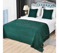 Runner da letto e cuscini coordinati Sciarpa dell'hotel Cuscino Decorazione Jacquard Frange Copridivano for sedie for la casa Decorativo for camera letto)(Dark Green,130*230cm for 150cm bed)