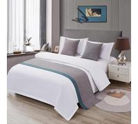 Runner da letto grigio Coperta lancio Copriletto bicolore Biancheria decorativa Copri sciarpa Sciarpe in tinta unita for la casa dell'hotel Letto doppio singolo king size(C,50*240cm for 180cm Bed)