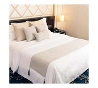 Runner da letto in stile nordico in tinta unita, design su due lati, decorazione per camera da letto, per hotel e camera da letto, runner per letto, federa per cuscino (beige, 45 x 210 cm)