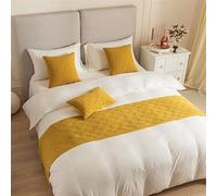 Runner da letto in velluto olandese, motivo conchiglie, per camera da letto, sciarpa, sciarpa, copriletto, protezione di lusso per hotel, per letto singolo, matrimoniale, king size (colore giallo, 45