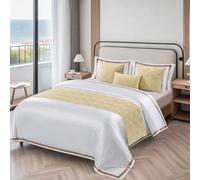 Runner da letto lavorati a maglia, sciarpa a onde geometriche jacquard fronte-retro che blocca la protezione della copertura del for il matrimonio camera dell'hotel)(Yellow,45*45cm(with core))
