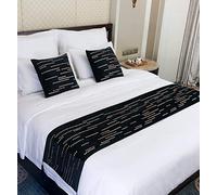 Runner da letto, moderno, in velluto di lusso, con strass, protezione decorativa in stile europeo ispessito, con federa coordinata, per hotel, pensione, camera da letto, casa (#1, 45 x 180 cm)