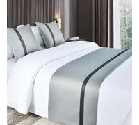 Runner da letto morbidi come la seta e cuscini abbinati Sciarpa da letto in tinta unita Corridore da letto per il piede del letto Copriletto a contrasto di colore-Light Gray||210X50cm for 1.5m Bed
