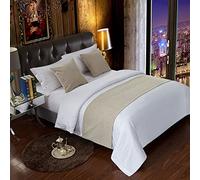 Runner da letto per piedi del letto, tinta unita, sciarpa, biancheria da letto moderna, copriletto, copriletto, protezione per camera da letto di hotel, matrimoni, cachi, 180 x 50 cm, per letto da 120