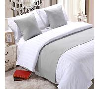Runner da letto per piedi di biancheria da letto, copriletto, tinta unita, protezione per la biancheria da letto, sciarpa, decorazione per camera da letto, grigio, 50 x 180 cm