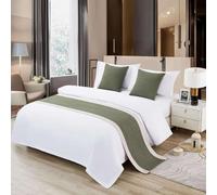 Runner da letto, sciarpa per letto da hotel, in cotone e lino, tinta unita, protezione morbida per la biancheria da letto, decorazione per camera da letto, per letto matrimoniale, king size, verde