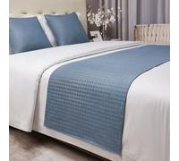 Runner da letto tinta unita con cuscino abbinato resistente allo scolorimento formato King Size ideale per camera da letto hotel o come decorazione della biancheria da letto,I-50*260CM(2.0m bed)