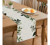 Runner da tavola a forma di foglia, ispirato alla natura, rustico, floreale, decorazione per la casa per eventi e riunioni primaverili, 33 x 183 cm