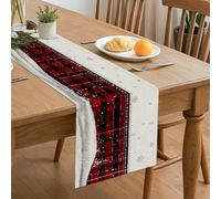 Runner da tavola a quadri rosso, rustico vintage a scacchi, decorazione invernale per cucina, sala da pranzo, per casa, riunioni di famiglia, vacanze, feste, 33 x 183 cm