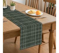 Runner da tavola a quadri, stile rustico, design a scacchi verdi, per la casa, la sala da pranzo e le vacanze, 33 x 183 cm