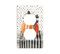 Runner da tavola a righe bianche e nere con zucca arancione, copertura per interruttore della luce, decorazione 1 banda, piastra da parete per cucina, camera da letto, bagno, dimensioni 7 x 11,4 cm