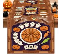 Runner da tavola a tema Halloween con biscotti fantasma, 33 x 274 cm