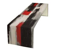 Runner da tavola astratto rosso grigio vintage nero bianco arte moderna juta runner da tavola per casa colonica baita caffè cucina sala da pranzo festa festa decorazione per la casa 33 x 91,4 cm