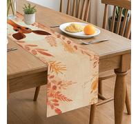 Runner da tavola autunnale con cervi e foglie floreali rustiche, decorazione per la casa e la sala da pranzo, per riunioni di famiglia, eventi, 33 x 183 cm
