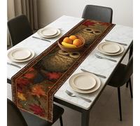 Runner da tavola autunnale con gufo, rustico vintage, con foglie di gufo, raccolto per cucina, sala da pranzo, decorazione per casa, famiglia, riunioni del Ringraziamento, 33 x 183 cm