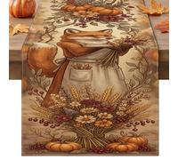 Runner da tavola autunnale con volpi e raccolti, 33 x 228 cm