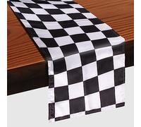 Runner da tavola bianco e nero, con motivo a scacchi, 30 x 275 cm, rettangolare, moderno, per casa, cucina, caffè, sala da pranzo, fattoria, feste, riunioni