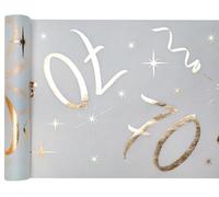 Runner da tavola bianco oro 70 anni 30 cm x 5 m tessuto decorativo striscione tovaglia