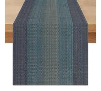 Runner da Tavola Blu Navy Retrò Legno Striscia Texture Runner Tavolo Moderno Lavabile Nero Elegante Decorativo per Compleanni, Matrimoni, Vacanze, Soggiorno 40 x 100cm