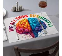 Runner da tavola colorato cervello diverso, tovagliette estive in silicone per tavolo da pranzo (6 pezzi)