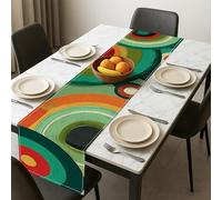 Runner da tavola con cerchi astratti, arte geometrica colorata, design retrò vintage, per casa, sala da pranzo, cucina, feste, 33 x 183 cm