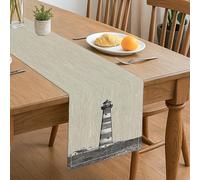 Runner da tavola con faro costiero, vintage, nautico, spiaggia, fattoria, decorazione per casa, cene in famiglia, vacanze, riunioni, 33 x 183 cm