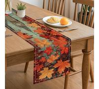 Runner da tavola con foglie autunnali, decorazione rustica autunnale con colori vivaci, per riunioni di famiglia e celebrazioni stagionali, 33 x 183 cm