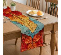 Runner da tavola con foglie autunnali, vetro colorato ispirato alla natura, decorazione autunnale per casa, riunioni di famiglia, celebrazioni, 33 x 183 cm