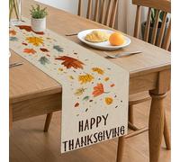 Runner da tavola con foglie del Ringraziamento, decorazione rustica autunnale con testo "Happy Thanksgiving Thailandia", per tavolo da pranzo e riunioni domestiche, 33 x 183 cm