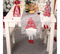 Runner da tavola con gambe appese con design classico Rudolph, migliora la presentazione del tavolo da pranzo natalizio (grigio)