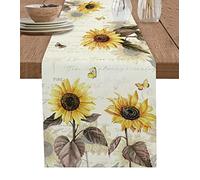 Runner da tavola con girasole, lungo 182,9 cm, per abiti da fattoria primaverili, vintage, fiori estivi, per sala da pranzo, tavolino, cucina, isola, decorazione per feste, 45,7 x 182,9 cm
