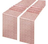 Runner da tavola con paillettes in oro rosa, 2 pezzi, 30 x 183 cm, con glitter, per Natale, matrimoni, feste, baby shower, compleanno, decorazione da tavola (oro rosa, 30 x 183 cm)