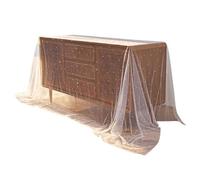 Runner da tavola con perle 118x63 cm in bianco, elegante tovaglia di pizzo con perle scintillanti, matrimonio romantico, morbido tessuto velato in tulle senza rughe, per velo, addio al nubilato, anniv
